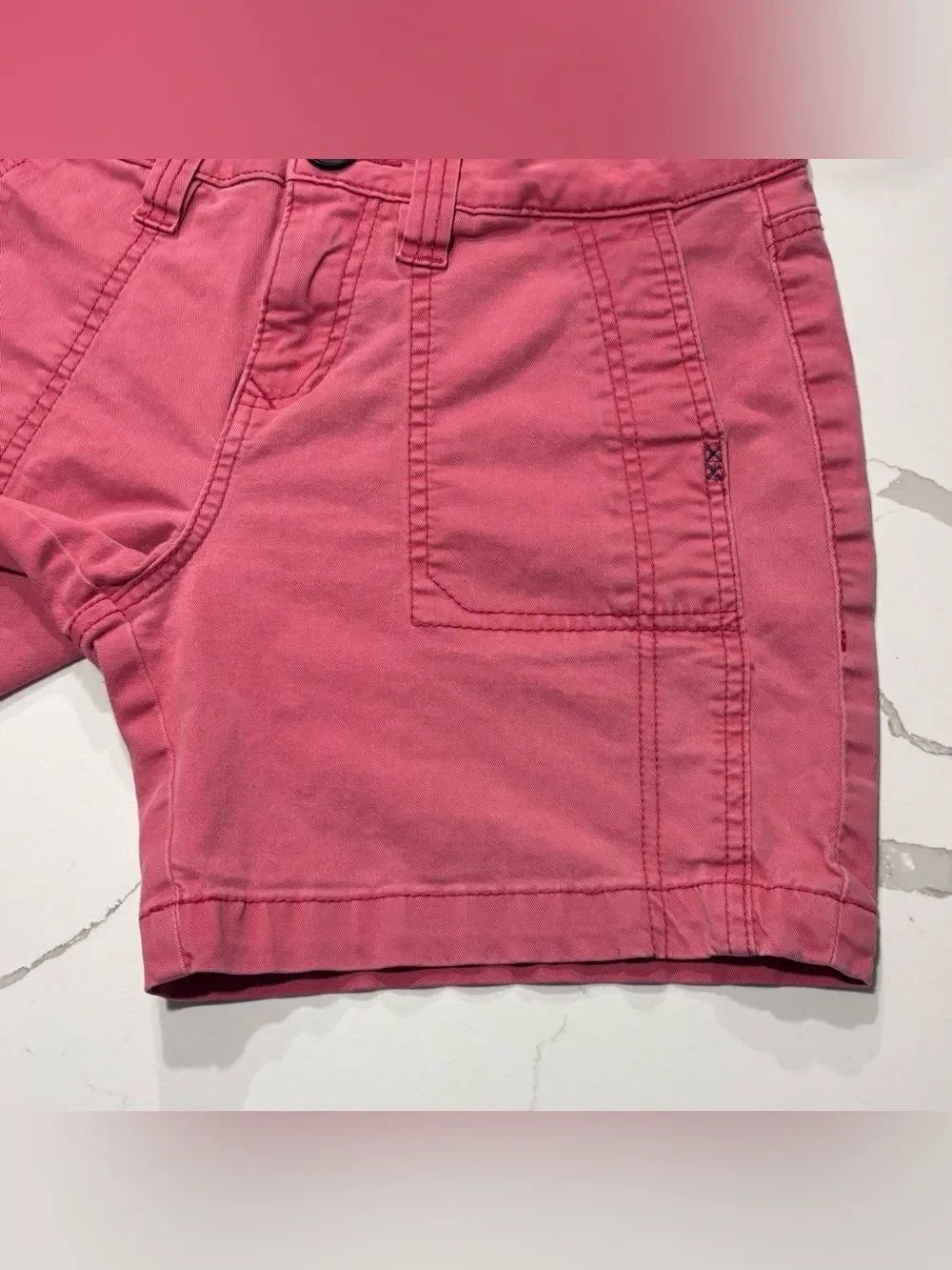 Jag Jeans Faded Red Coral Relaxed Fit Utility Cotton Twill Shorts Women’s 4